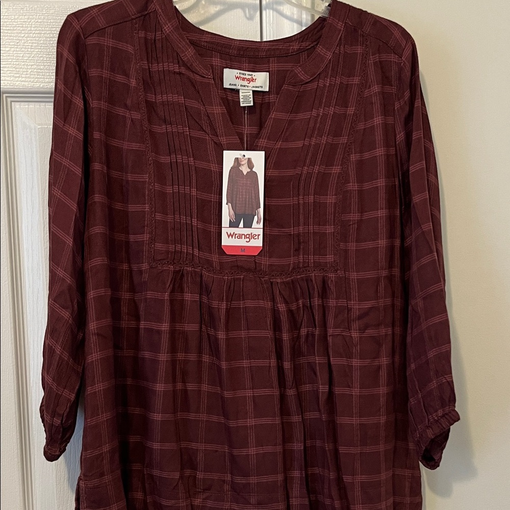 Wrangler Women's Deep Red Checkered Blouse